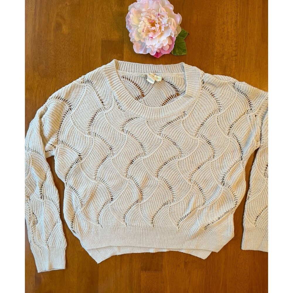 Anthropologie Staring at Stars Chunky Knit Open Weave Sweater Long Sleeve Comfor